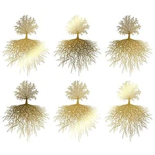 Tree of Life 6 pcs 1.75 Inch 22k Gold Fused Glass Decals