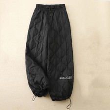 Women Winter Drawstring Trousers Pants Quilted Padded Loose Outdoor Ski Warm