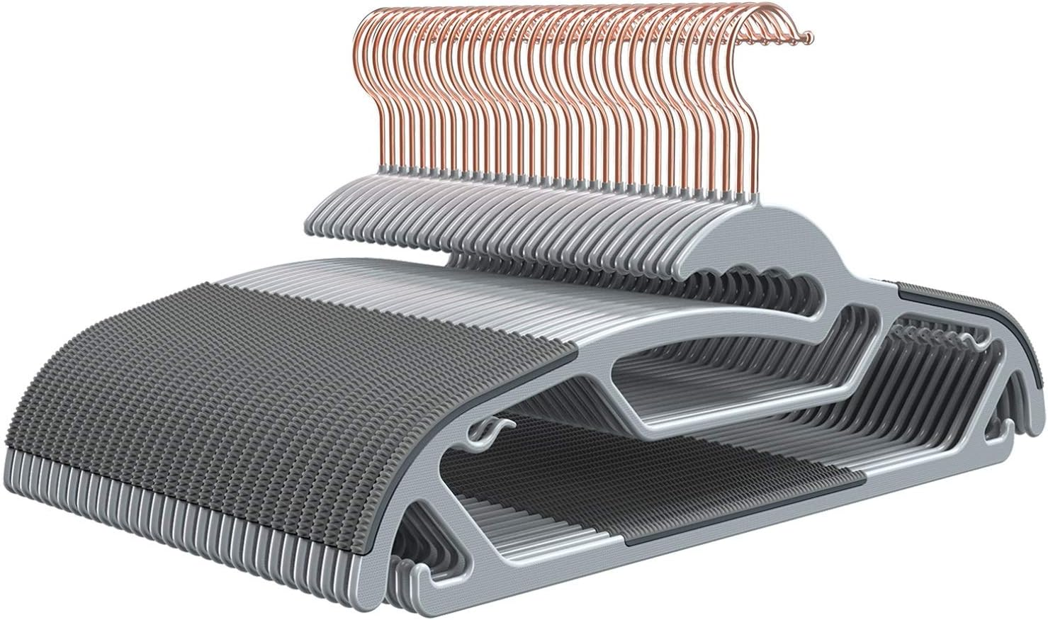 Space-Saving Plastic Hangers with Non-Slip Rubber Strips for Clothes-image