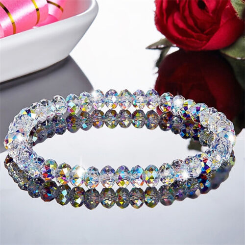 Fashion Crystal Beaded Lucky Bracelet Elastic Bangle Women Wedding Jewelry Gifts - Picture 1 of 5