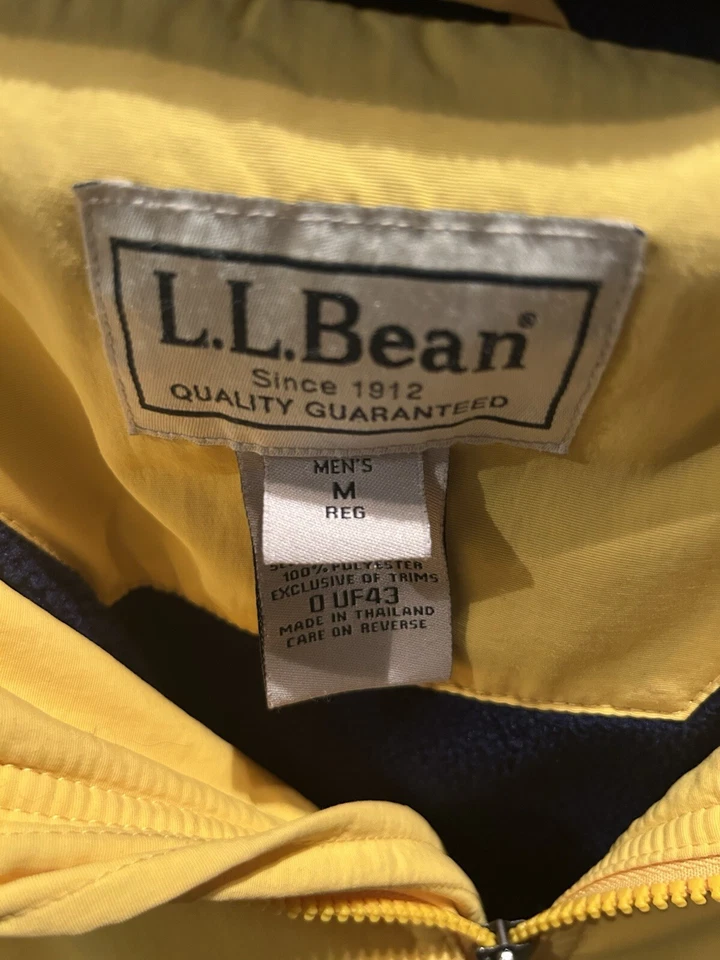 Chaqueta Bomber Vintage LL Bean Hombres L Amarilla Tres Temporadas Cremallera Completa Años 90 EE. UU. Foto 3 de 3