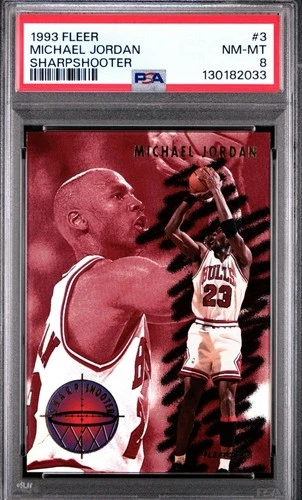 PSA 8 Michael Jordan 1993 Fleer SharpShooter Insert Card #3 Chicago Bulls Clean!