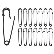 30pcs Safety Pins 75mm Electroplated Large Safety Pin for Clothes Black
