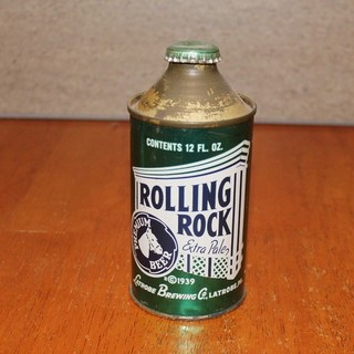 Rolling Rock Cone Top Beer Can with Bottlecap (Lot 1)