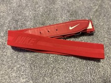 NIKE Red Elastic Belt Sport Swoosh One Size Fits All Adjustable Leather