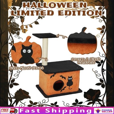 Spooky Halloween Cat Tree W/ Condo Large Platform & Sisal Scratching Post New