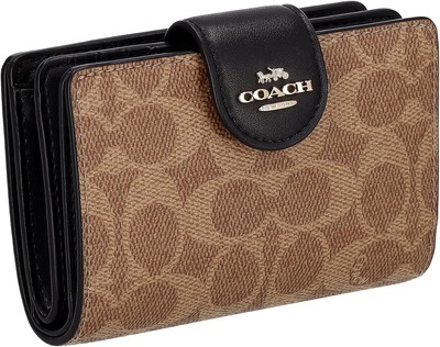 Coach] Medium Corner Zip Wallet, Signature Canvas CW786 IMQRX Tan