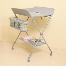 KARAOK Baby Diaper Changing Table w/ Wheels Portable Storage Rack Adjustable Gra