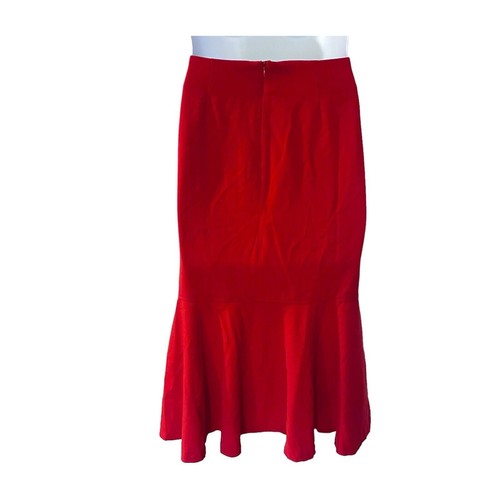 size 8 Red Ruffle Collar Monroe & Main Trumpet Hem Skirt Set Career Party Suit - Picture 15 of 19