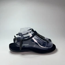 Vionic Black Leather Lizbeth Medallion Buckle Comfort Sandals Shoes Women Size 9