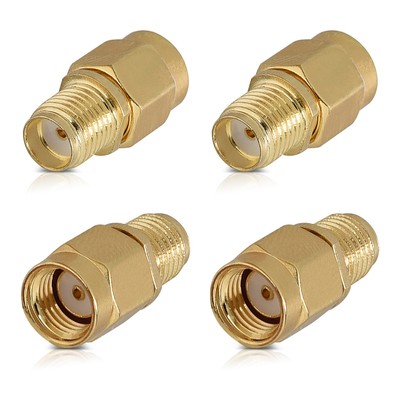 4x RP-SMA Stecker auf SMA Buchse Adapter RP-SMA Male zu SMA Female Konverter
