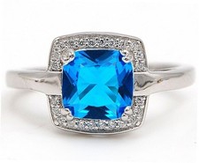 2CT Blue Topaz  Topaz 925 Sterling Silver Ring Jewelry Sz 6 IB2-6