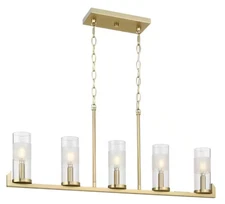 35 in. 5-Light Brushed Gold Linear Chandelier Progress Light Modern