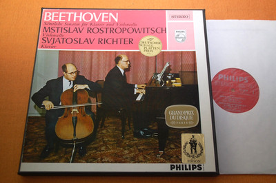 Richter Rostropovich Beethoven 5 Cello Sonatas Dutch Philips 2 LP-Box NM