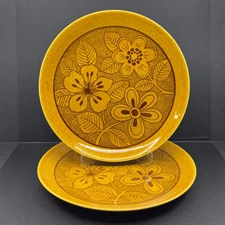 Homer Laughlin Poppy C-389 Gold Speck Bristol Dinner Plates 10 1/4" Set of 2