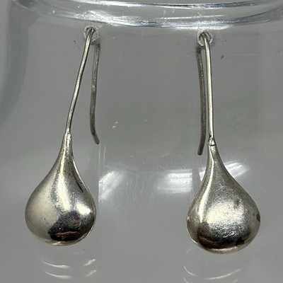 Sterling Silber Träne Ohrhänger modern minimalistisch Flüssigkeit Tropfen 4,1 g 1,5 Zoll
