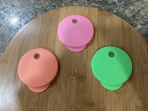 Tupperware 11oz. Impressions Lids/straw seals #3912 Orange, pink, green EUC