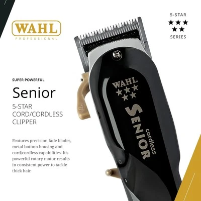 WAHL Professional Senior 5-Star Cordless Hair Clipper Adjustable Taper Lever
