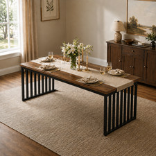 Dining Table 180cm Industrial Rustic Brown Metal Frame Kitchen Table 6-8 Seater