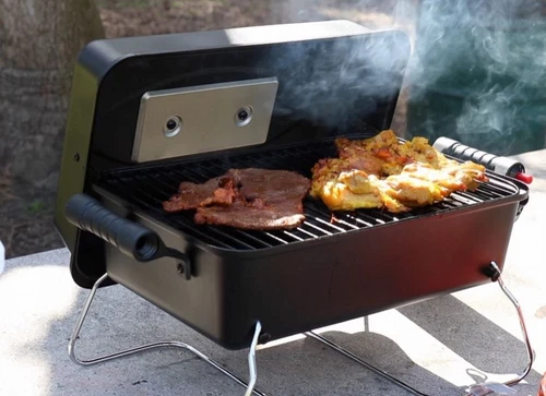 Portable Bbq Grill Propane Camping Gas Table-Top Cooking W Lid Stand Pit 1p Tank