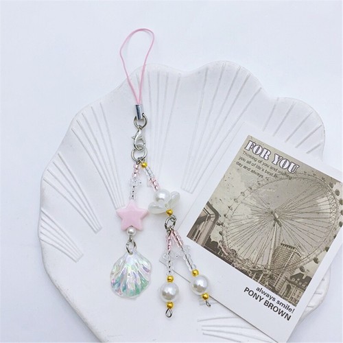 Beaded Keychain Long Tassels Lanyard Strings Lasers Shells Shape Pendant Straps - Photo 6/8