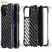 R-just Shockproof Cool Armor Aluminum Case Cover For iPhone 12 13 14 15 16ProMax