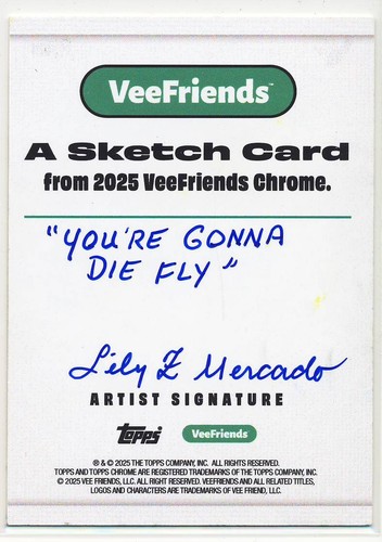 Tarjeta de boceto cromada Topps VeeFriends 2025 Mercado You're Gonna Die Fly Zerocool - Imagen 2 de 2