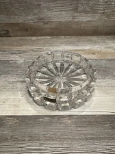 Mikasa Highcrest Reflections Cut Glass Clear Round Crystal Cube Ashtray 5” MCM 