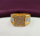 Authentic Gold Ring Men 22K Fabulous Design Men Gold Ring Round Cut Six Line CZ