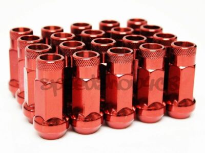 Z Racing Red Steel Lug Nuts 48mm Open Extended 12X1.25mm Key 20pcs SUB