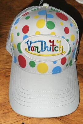Von Dutch Trucker Hat White Polka Dot Embroidered Logo Patch  display picture 3