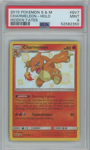 2019 Pokemon SM Hidden Fates Charmeleon Holo #SV7/SV94 PSA 9 Mint!