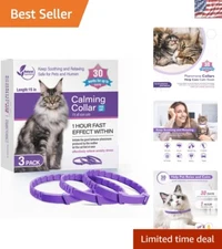 3 Pack Adjustable Calming Collars for Cats - 30 Days Anxiety Relief & Comfort