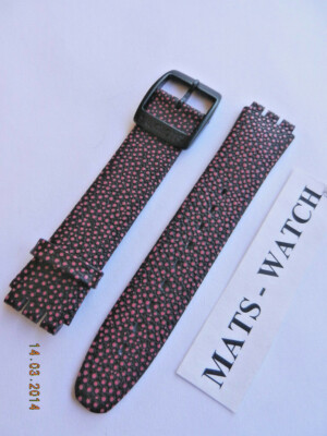 SWATCH+IRONY BAND+AYGB4005 PINK DROPS+17mm+LEDER+NEU/NEW