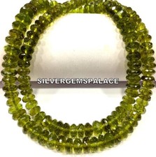 AAA Natural Green Peridot Faceted Beads Oilish Rondelle Peridot Gemstone Beads.
