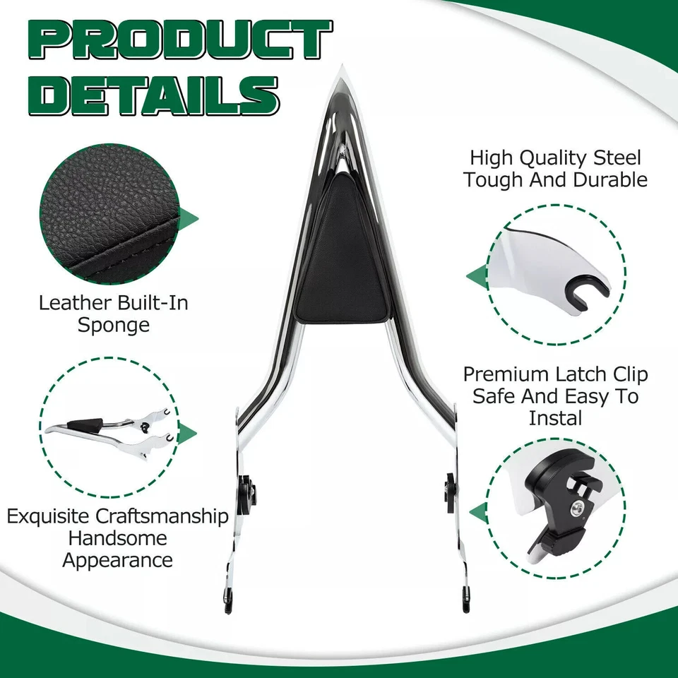 Respaldo trasero pasajero barra Sissy para Harley Touring Road Street Glide 2009-2024 Foto 4 de 4