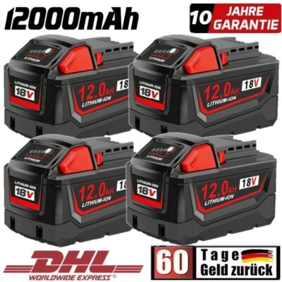 MARKENLOS Batería 4X 12Ah Para Milwaukee M18 M18B12 18V Li-Ion 48-11-1880 48-11-1812 Batería