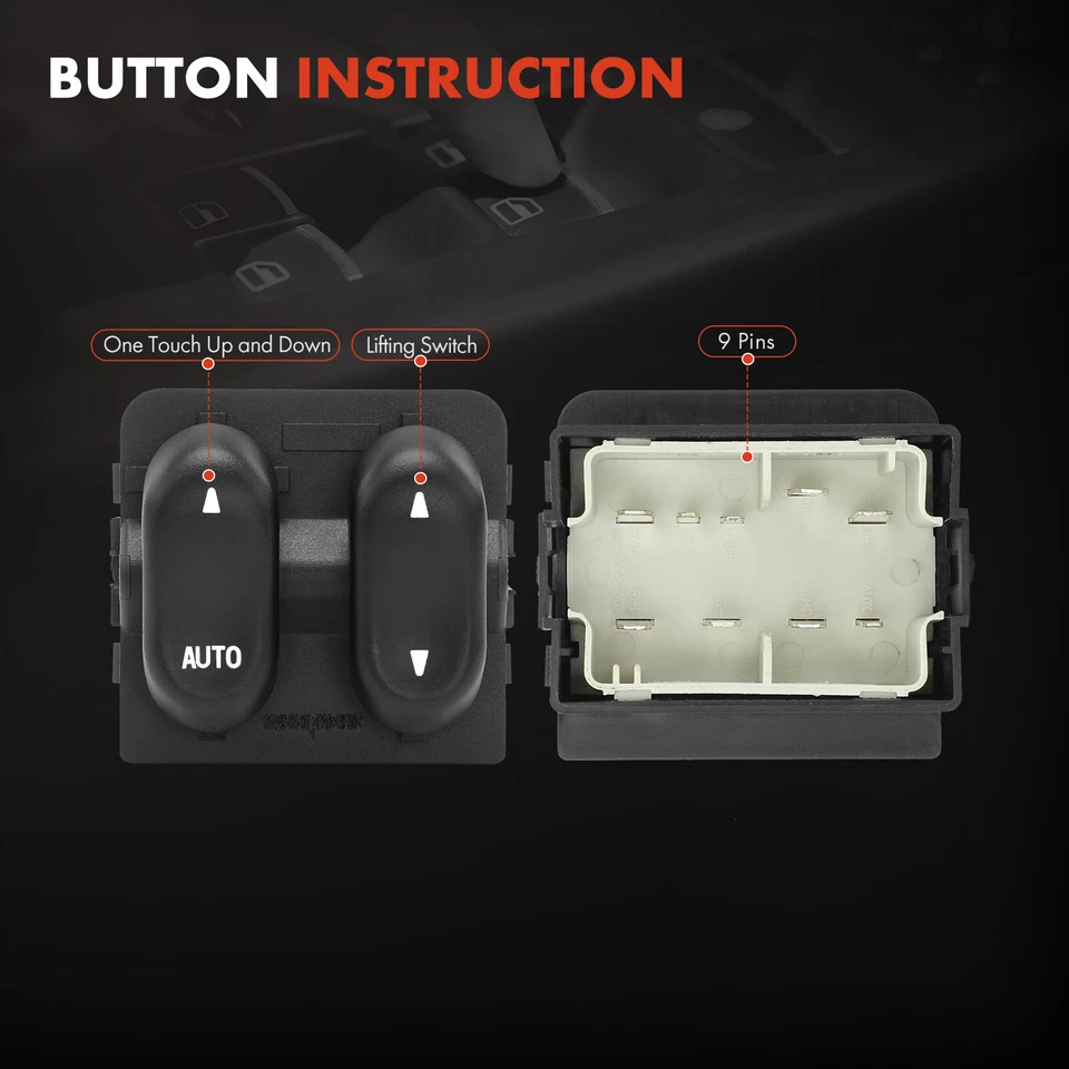 Interruptor de ventana eléctrica del conductor delantero para Ford F-150 F-250 1997-1998 F-550 Super Duty Foto 4 de 4