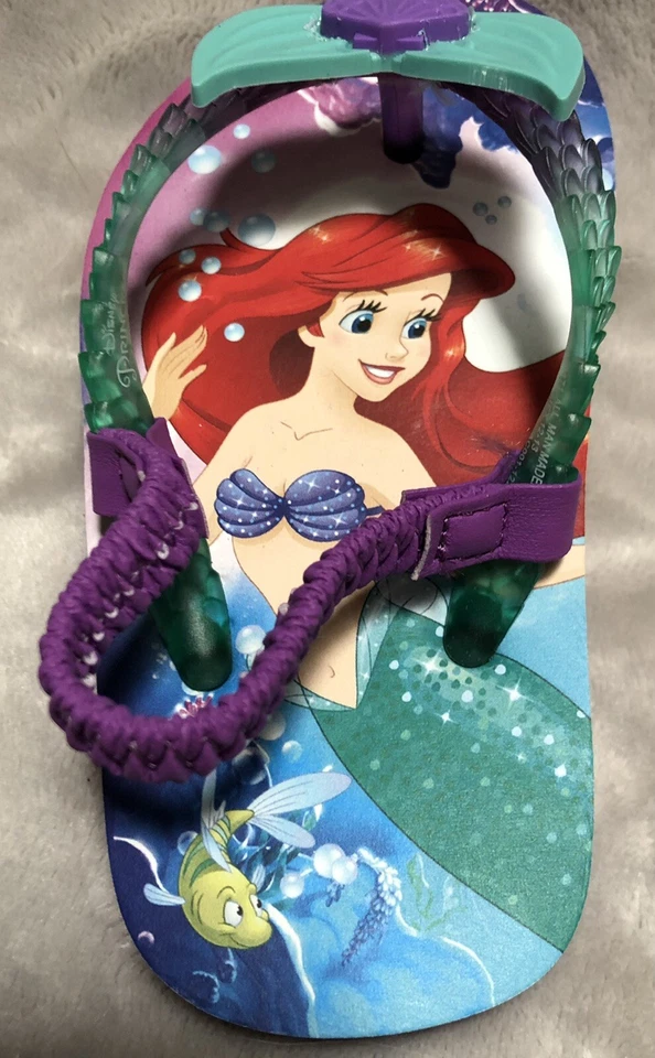 NEW Disney Little Mermaid Toddler Girls' Sling-Back Flip-Flop Sandals Size 5/6 - Image 3 of 4