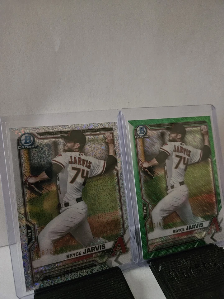 Bryce Jarvis 2021 Bowman Chrome #BCP44 Green Shimmer 70/99,white Sparkle 115/299 - Image 2 of 4