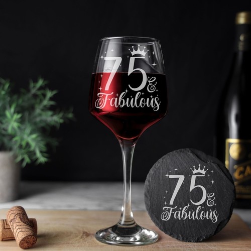 75 e favoloso bicchiere da vino inciso - regalo 75 ° compleanno - bicchiere 75 ° personalizzato - Foto 9 di 25