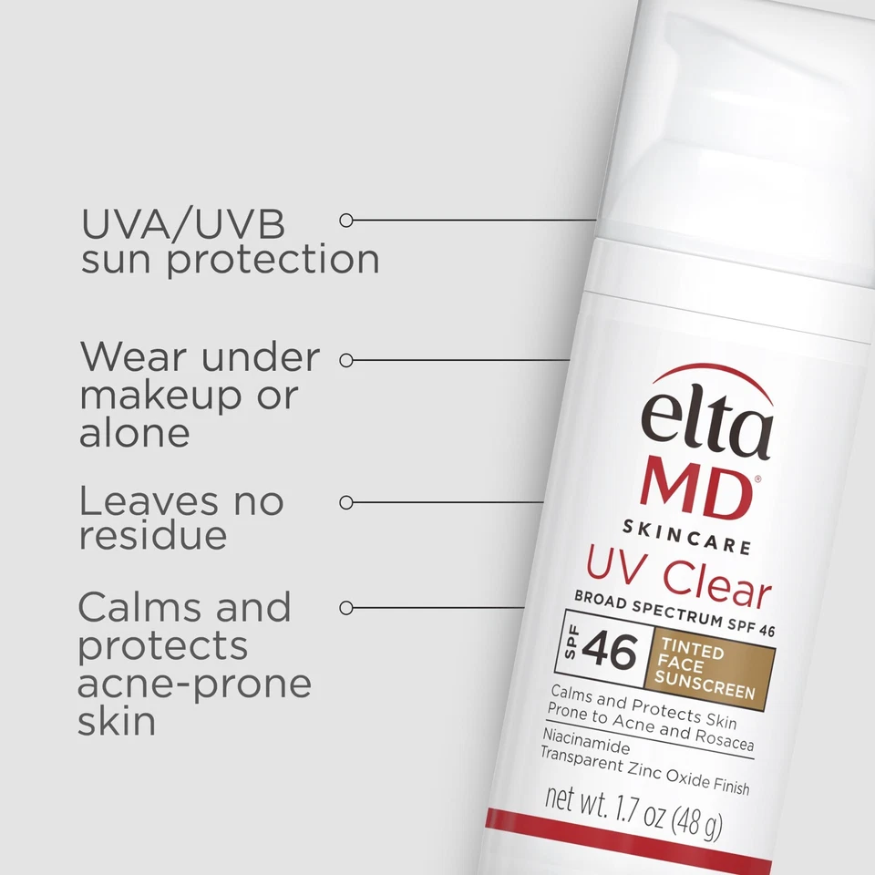 Elta MD UV Clear TINTED Facial Sunscreen SPF 46 1.7 oz EXP 02/2028 *New in Box* - Image 3 of 4