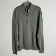 Polo Ralph Lauren Mens Grey 1/2 Zip Knit Pullover Cotton Sweater Size 2XL WT305