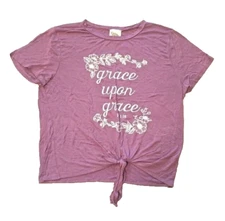 DIRTEE LAUNDRY Womens Mauve Knit Short Sleeve Graphic Tee T-Shirt Size XL NEW