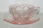 U.S. Glass OCTAGON Pink Cup and Saucer Set