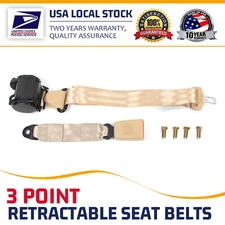 1 Kits Retractable 3 Point Safety Seat Belt Straps Car Vehicle Adjustable Belt