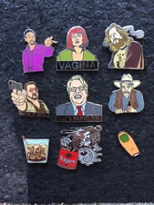 9 Big Lebowski Pins.The Dude, Caucasian, Jesus,Donny, Vagina,Stranger,Toe