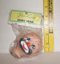 FIBRECRAFT FIBRE CRAFT DOLL HEAD NEW IN PACKAGE VINTAGE 3 INCH HOBO HEAD 7484