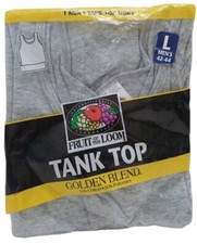 Fruit of loom Tank Top Vintage 1998 Wife Beater gray shirt Mens L 42-44 NOS New