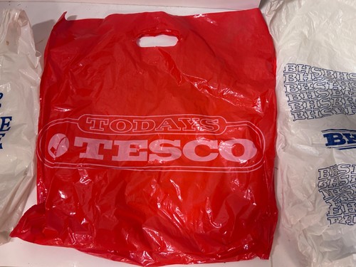 Collection of Three Vintage Old Plastic Carrier Bags BHS Tesco Asda Shopping #G - Picture 3 of 8